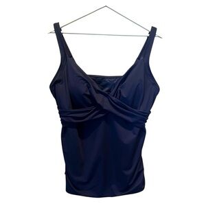 Lands’ End Women’s Navy Blue Underwire Criss cross Tankini Top Size 18